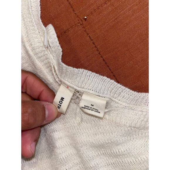 Anthropologie Moth White Long Sleeve Round Neck Outdoor Cardigan Sweater Women's - Picture 3 of 7